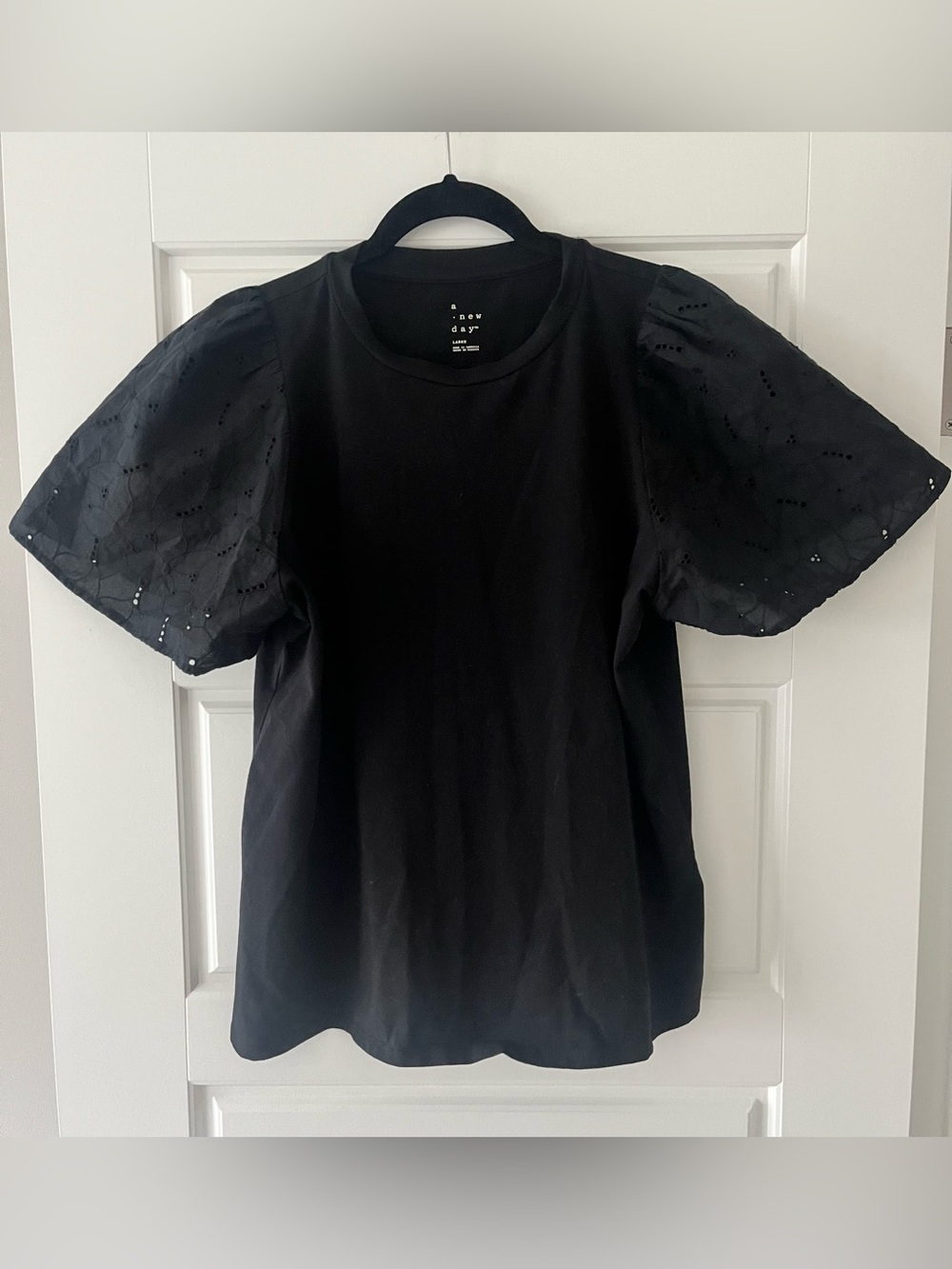 a new day White Eyelet Short Sleeve Tee
